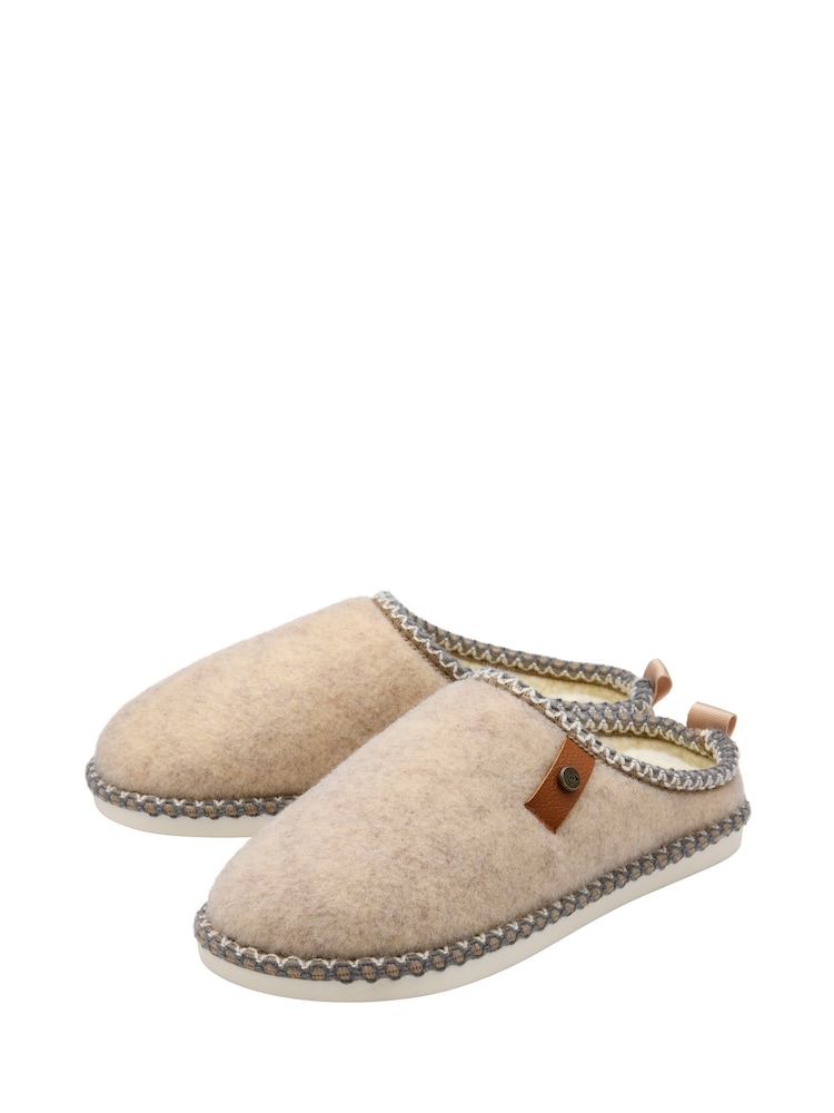 Krem - Dunlop Felt Drop In Mule Slippers - Bilde 2 av 4 Krem - Dunlop Felt Drop In Mule Slippers - Bilde 2 av 4