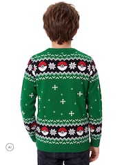 Character Green Pokemon Pikachu Christmas Jumper - Image 3 of 9