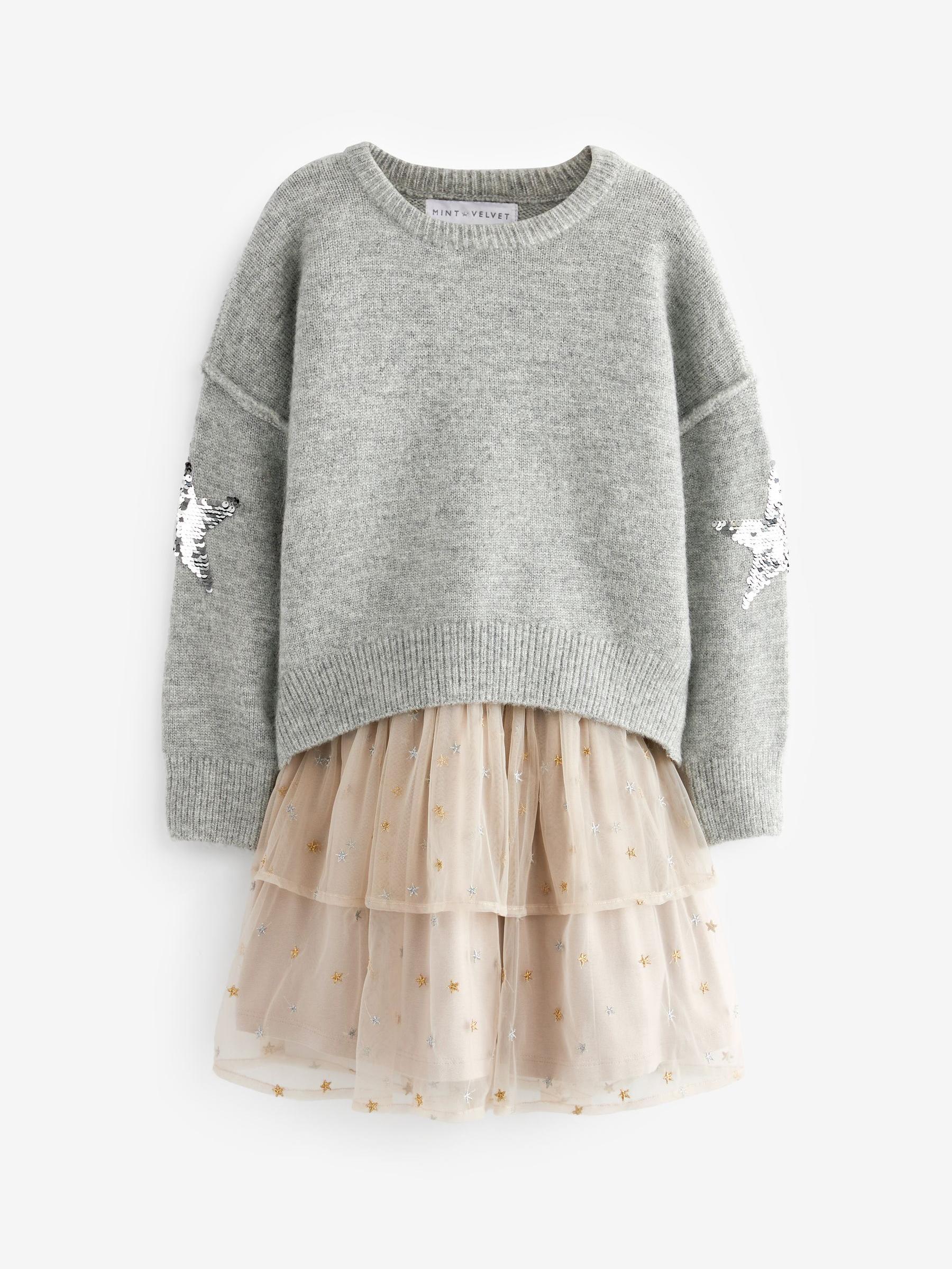 Buy Mint Velvet Grey Star Jumper and Mesh Dress Set from Next Luxembourg