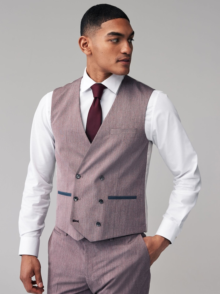 Pink Regular Fit Trimmed Suit Waistcoat - Image 1 of 11