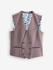Pink Regular Fit Trimmed Suit Waistcoat - Image 7 of 11