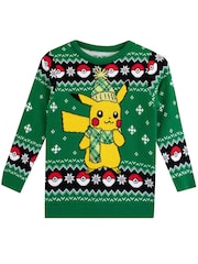 Character Green Pokemon Christmas Jumper - Image 1 of 8