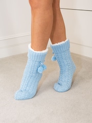 Pour Moi Blue Cosy Cable Knit Socks - Image 1 of 3