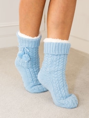 Pour Moi Blue Cosy Cable Knit Socks - Image 2 of 3