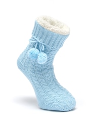 Pour Moi Blue Cosy Cable Knit Socks - Image 3 of 3