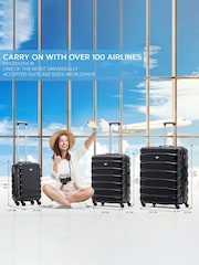 Črna svetleča - Flight Knight Hardcase velik karirast; s karirastim vzorcem in Suitcases and Cabin Case Set of 3 - Slika 2 iz 7