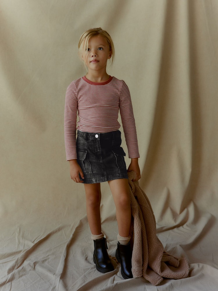 Charcoal Grey 100% Cotton Cargo Skirt (3-16yrs) - Image 1 of 5