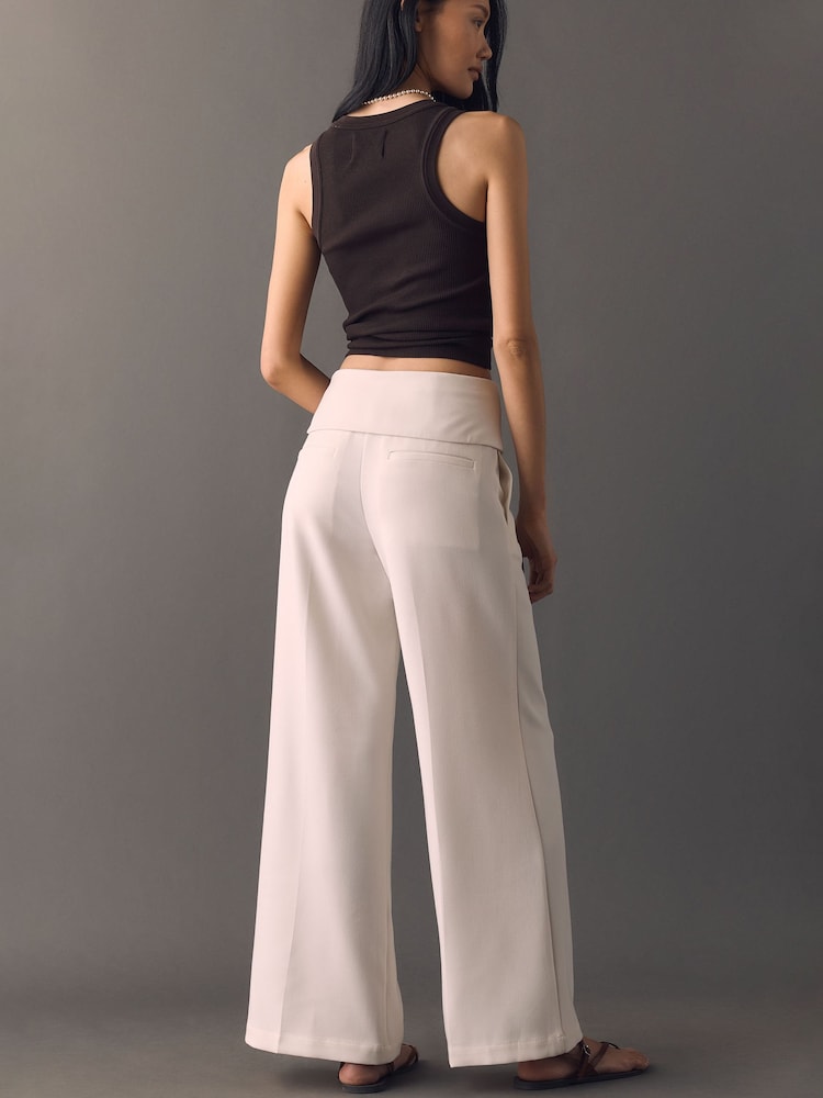 Anthropologie Cream Modern Flare Trousers - Image 4 of 4