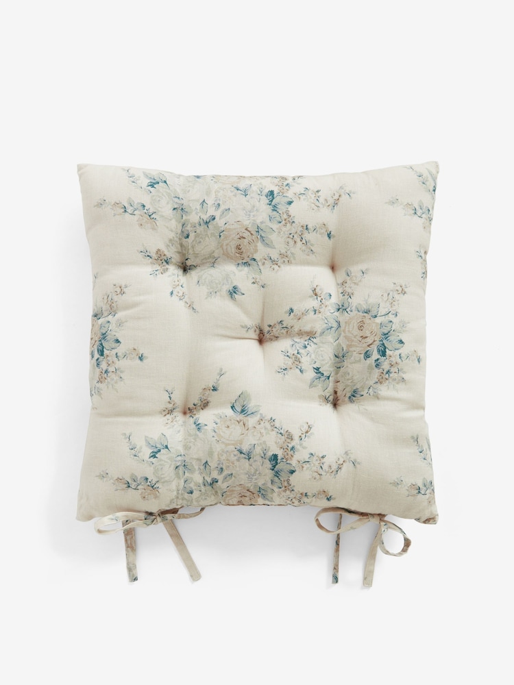 Shabby Chic by Rachel Ashwell® Rose Blossom Teal On Grey Royal Bouquet Seatpad 2 Pack - Image 3 of 3
