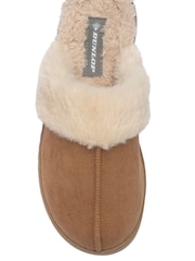 Dunlop Tan Brown Fur Trim Mule Slippers - Image 4 of 4