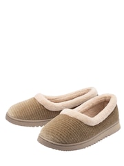 Մուգ շագանակագույն - Dunlop Fur Trim Full Ballerina Slippers - Պատկեր 2 4-ից