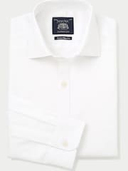 Savile Row Company Twill Extra Slim Single Cuff White Shirt - Image 1 of 4