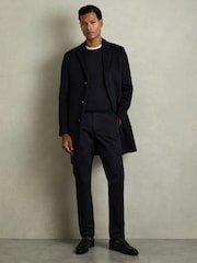 Reiss Navy Pitch Slim Fit Washed Cotton Blend Chinos - Image 1 of 6