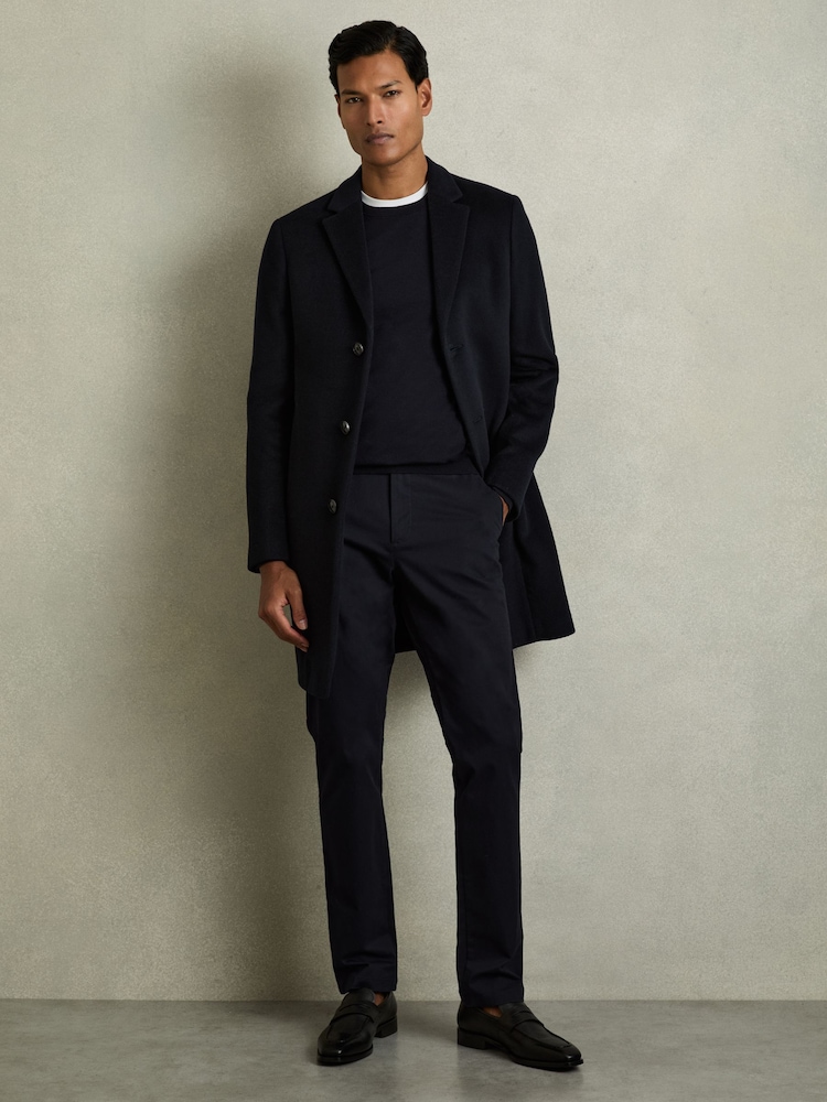 Reiss Navy Pitch Slim Fit Washed Cotton Blend Chinos - Image 1 of 6