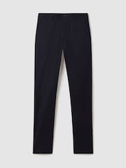 Reiss Navy Pitch Slim Fit Washed Cotton Blend Chinos - Image 2 of 6