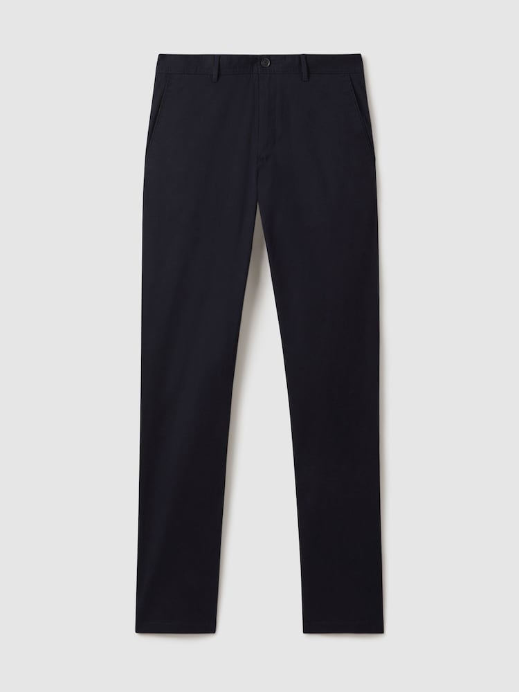 Reiss Navy Pitch Slim Fit Washed Cotton Blend Chinos - Image 2 of 6