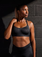Black Next Active Sports Embossed Animal Print Strappy Back Bra - Image 2 of 7
