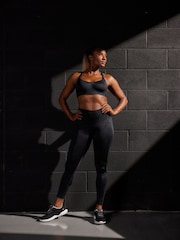 Black Next Active Sports Embossed Animal Print Strappy Back Bra - Image 3 of 7