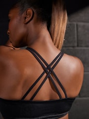Black Next Active Sports Embossed Animal Print Strappy Back Bra - Image 4 of 7