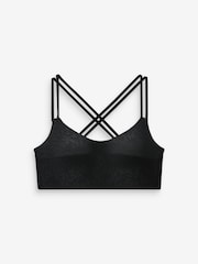 Black Next Active Sports Embossed Animal Print Strappy Back Bra - Image 6 of 7
