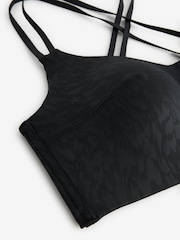 Black Next Active Sports Embossed Animal Print Strappy Back Bra - Image 7 of 7