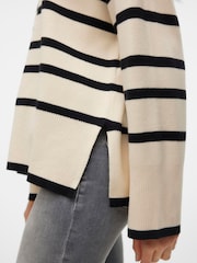 VERO MODA Cream Stripe Structured Knitted Jumper - Image 4 of 5