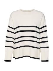 VERO MODA Cream Stripe Structured Knitted Jumper - Image 5 of 5