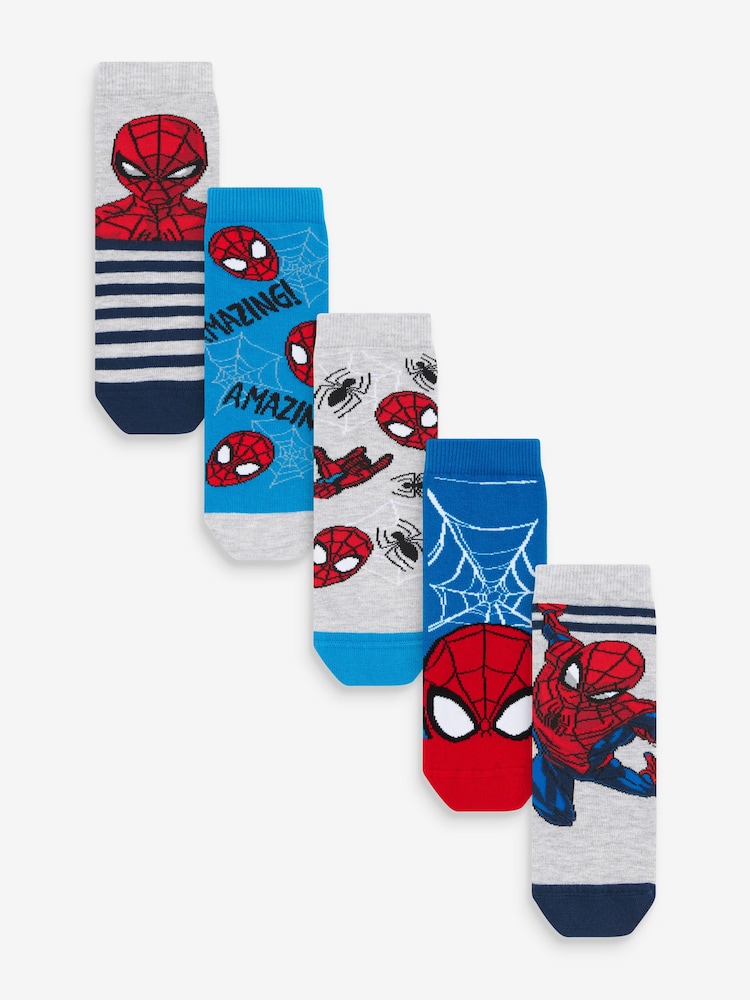 Spiderman License Character Cotton Rich Socks 5 Pack - Image 1 of 6