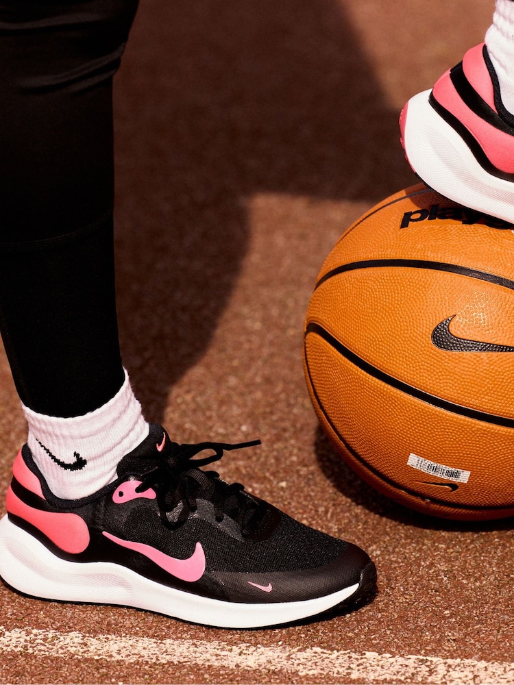 Nike Black/Pink Youth Revolution 7 Trainers - Image 2 of 14