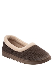 Շագանակագույն - Dunlop Fur Trim Full Ballerina Slippers - Պատկեր 1 4-ից
