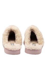 Dunlop Pink Fur Trim Mule Slippers - Image 3 of 4