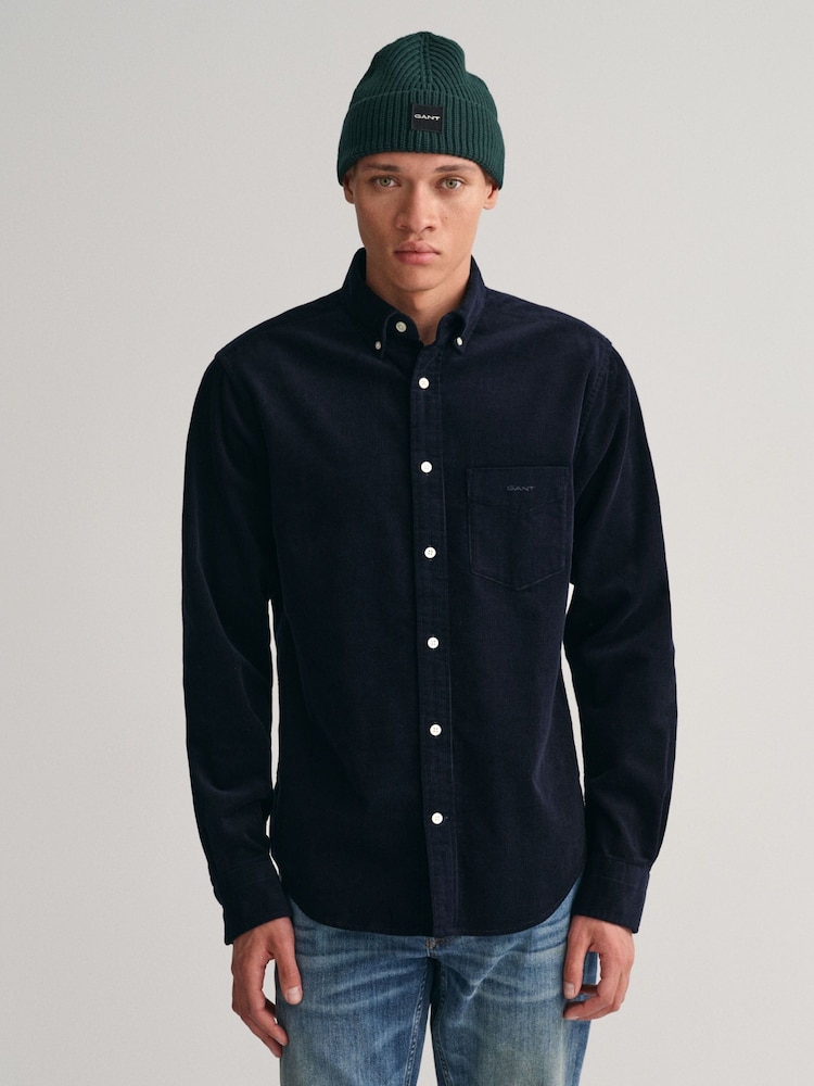 GANT Evening Blue Regular Fit Corduroy 100% Cotton Shirt - Image 1 of 5