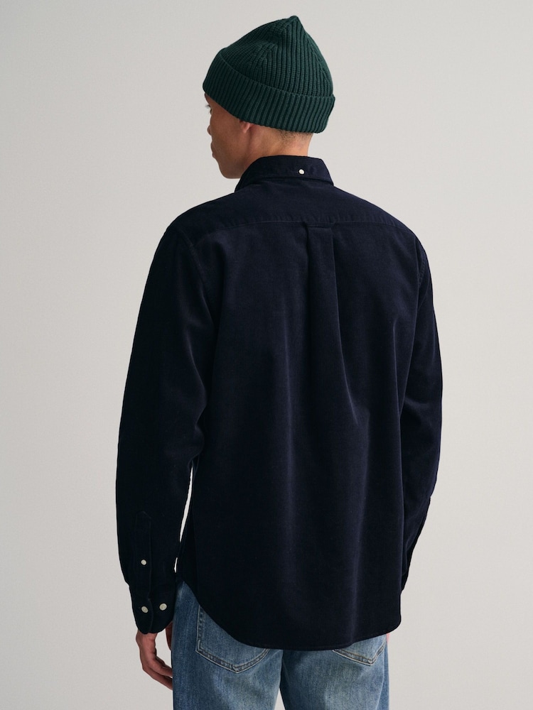 GANT Evening Blue Regular Fit Corduroy 100% Cotton Shirt - Image 2 of 5