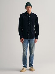 GANT Evening Blue Regular Fit Corduroy 100% Cotton Shirt - Image 3 of 5