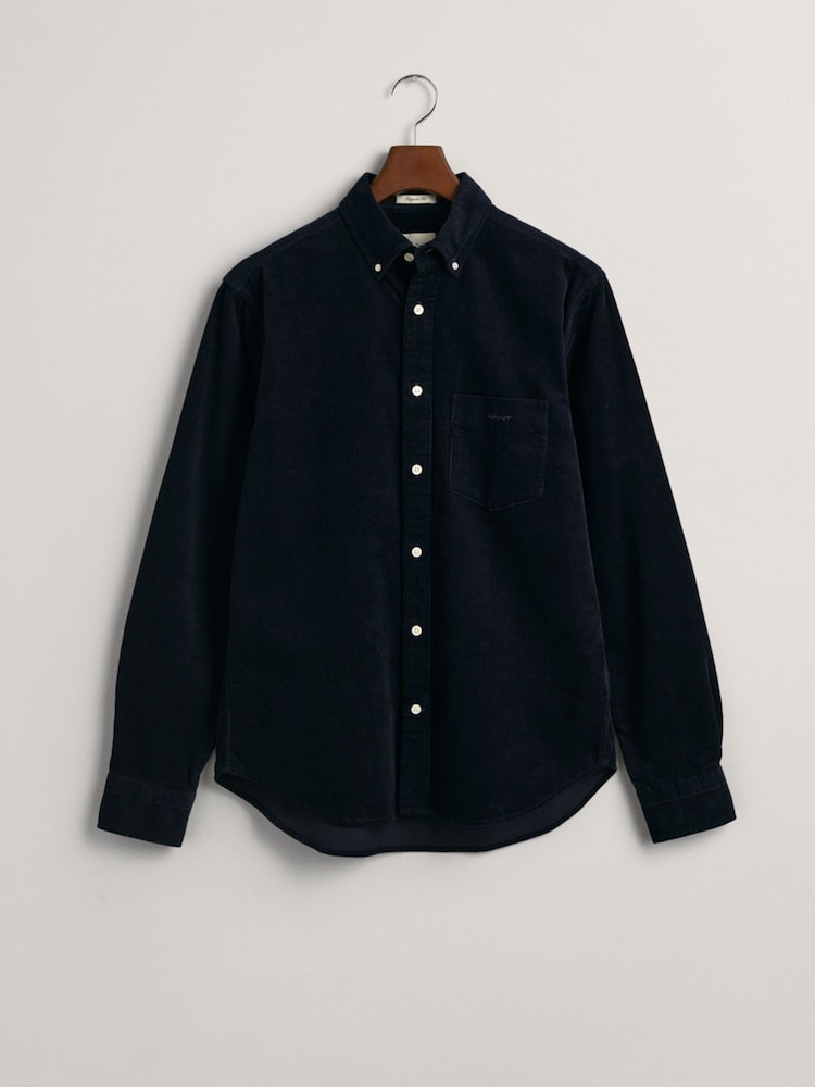 GANT Evening Blue Regular Fit Corduroy 100% Cotton Shirt - Image 5 of 5