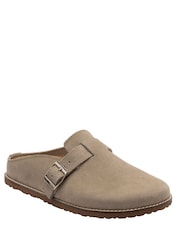 Dunlop Cream Footbed Suede Buckle Mule Slippers - Image 1 of 4