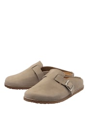 Dunlop Cream Footbed Suede Buckle Mule Slippers - Image 2 of 4