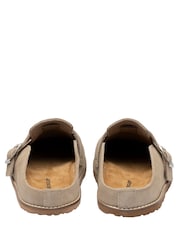 Dunlop Cream Footbed Suede Buckle Mule Slippers - Image 3 of 4