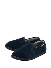 Dunlop Blue Twin Gusset Fur Lined Full Slippers - Image 2 of 4