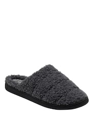Dunlop Grey Fur Mule Slippers - Image 1 of 4