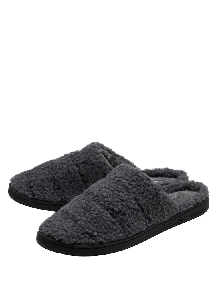 Dunlop Grey Fur Mule Slippers - Image 2 of 4 Dunlop Grey Fur Mule Slippers - Image 2 of 4