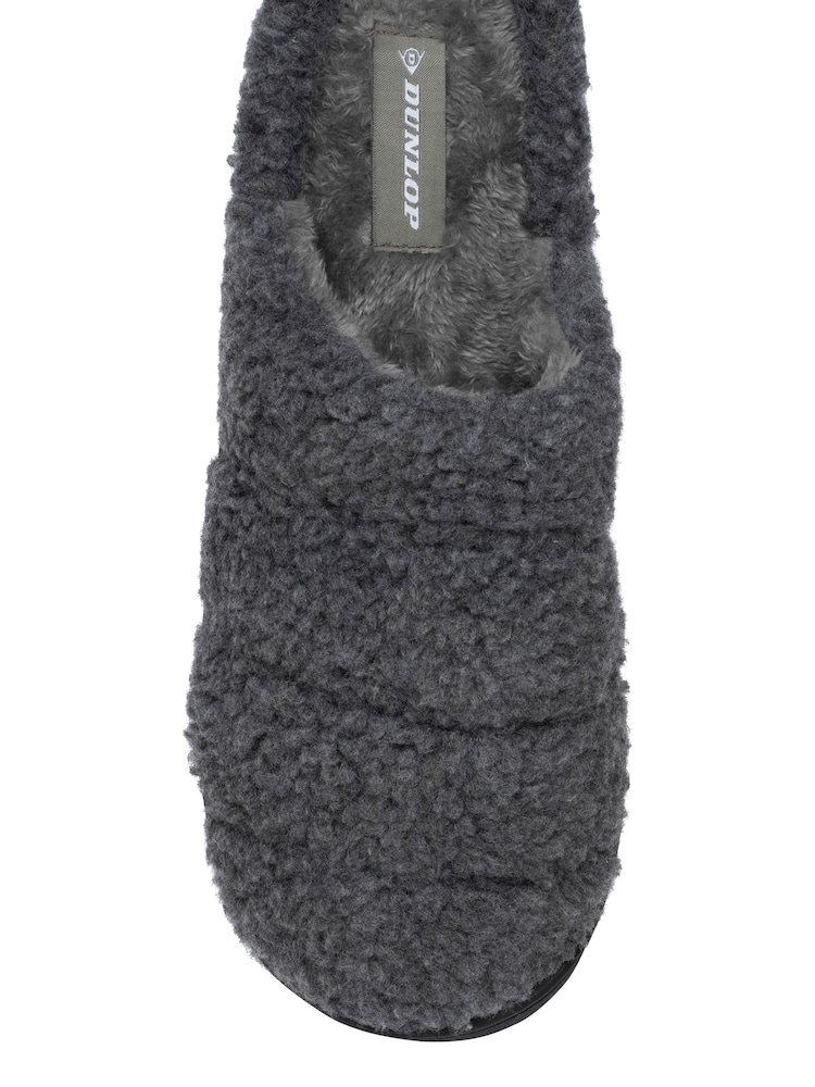 Dunlop Grey Fur Mule Slippers - Image 4 of 4 Dunlop Grey Fur Mule Slippers - Image 4 of 4