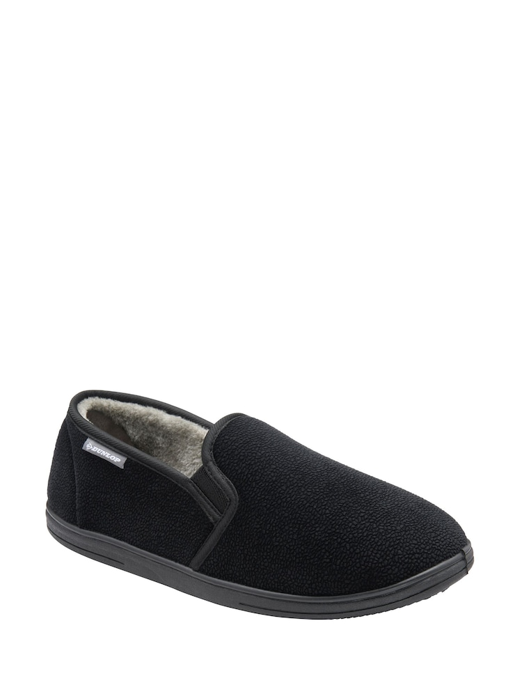 Dunlop Blue Twin Gusset Fur Lined Full Slippers - Image 1 of 4 Dunlop Blue Twin Gusset Fur Lined Full Slippers - Image 1 of 4