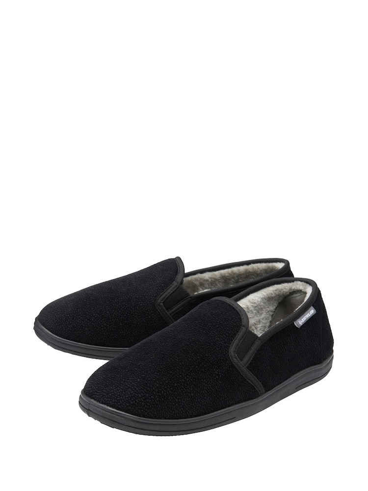 Dunlop Blue Twin Gusset Fur Lined Full Slippers - Image 2 of 4 Dunlop Blue Twin Gusset Fur Lined Full Slippers - Image 2 of 4