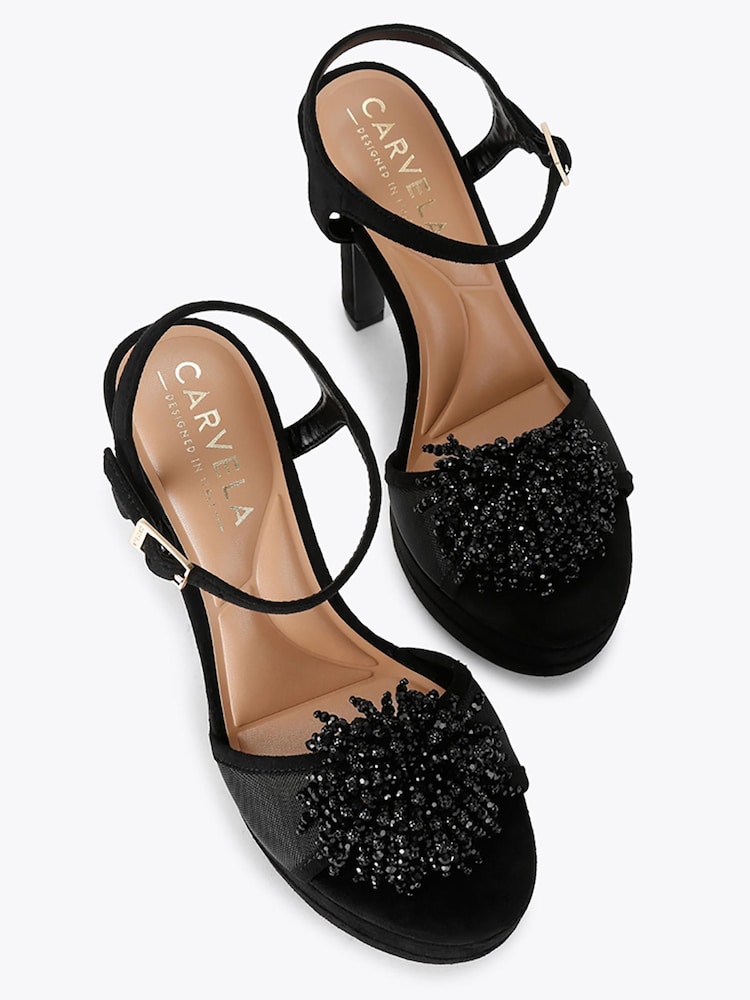 Carvela Black Lucia Platform Embellished Heeled Sandals - Image 2 of 4