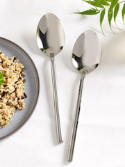 Silver 2 Piece Serve Spoon Kensington Stainless Steel Cutlery Set - Image 1 of 2