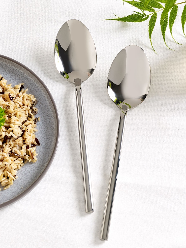 Silver 2 Piece Serve Spoon Kensington Stainless Steel Cutlery Set - Image 1 of 2
