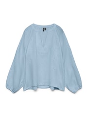 VERO MODA Blue Long Sleeve V-Neck Broderie Detail Top - Image 5 of 5