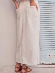 White Denim Maxi Skirt - Image 3 of 6