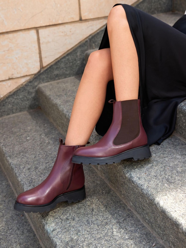 Burgunderrot - Forever Comfort® Chelsea-Stiefel aus Leder mit dicker Sohle - Bild 1 von 10